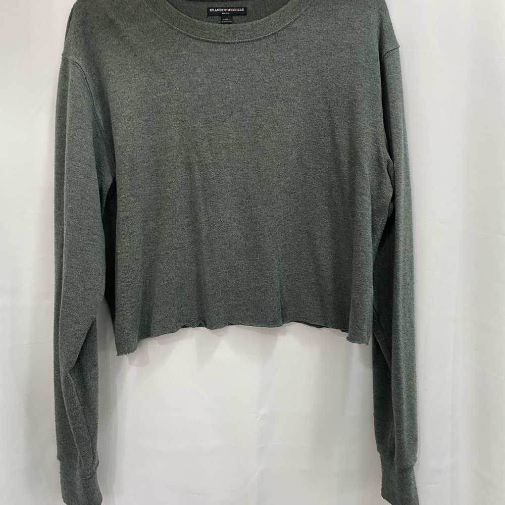 Brandy Melville Green Crop Sweatshirt